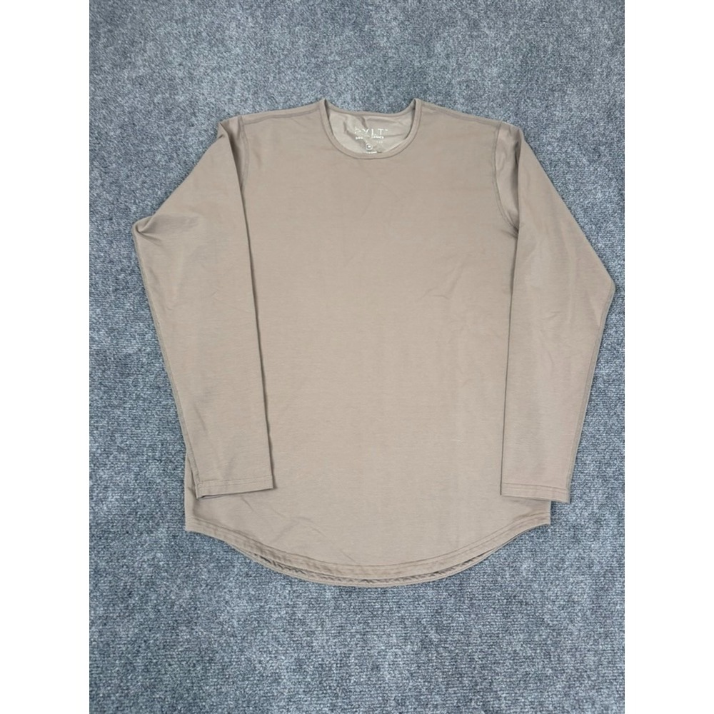 BYLT Drop Cut Lux Brown Knit Crew Neck Long Sleeve Men's T-Shirt Size‎ M